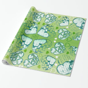 Groen en wit Wimysisch Romantisch Kunstpatroon Cadeaupapier