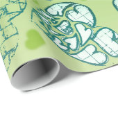 Groen en wit Wimysisch Romantisch Kunstpatroon Cadeaupapier (Rol Hoek)