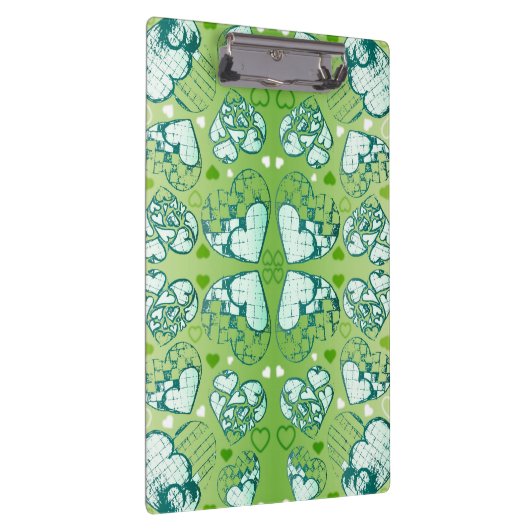 Groen en wit Wimysisch Romantisch Kunstpatroon Klembord (Rechts)