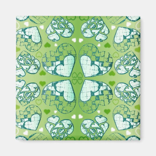 Groen en wit Wimysisch Romantisch Kunstpatroon Magneet (Voorkant)