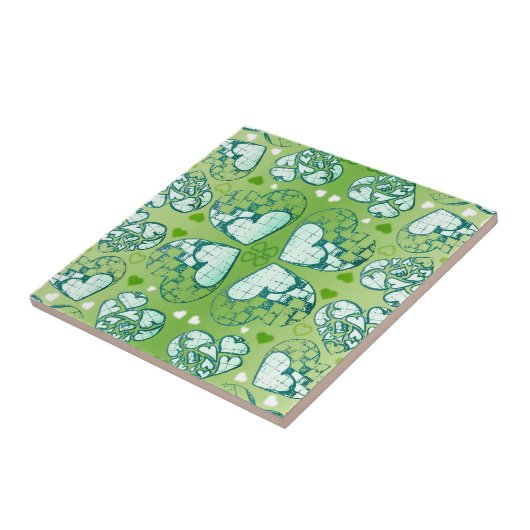 Groen en wit Wimysisch Romantisch Kunstpatroon Tegeltje (Zijkant)