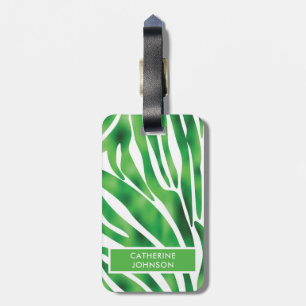 Groen en wit Zebra Stripe patroon Yoga Mat Lugg Bagagelabel