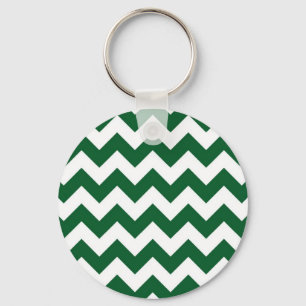Groen en wit Zigzag Sleutelhanger