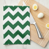 Groen en wit Zigzag Theedoek (Quarter Fold)
