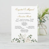 Groen en witte bloem bruiloft uitnodiging (Staand voorkant)