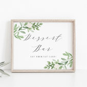 Groen en witte bloemen bruiloft Dessert Bar Poster