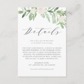 Groen en witte bloemen bruiloft details informatiekaartje (Voorkant)