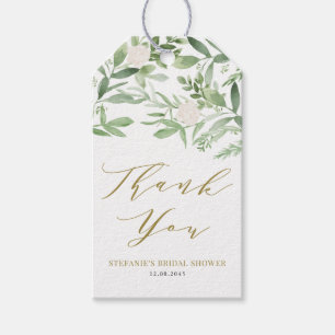 Groen en witte bloemen gouden Vrijgezellenfeest Cadeaulabel