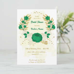 groen - en witte bloemen gouden vrijgezellenfeest kaart