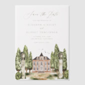 Groen en witte bloemen grijs Save the Date Vellum Uitnodigingen (Voorkant)