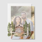 Groen en witte bloemen grijs Save the Date Vellum Uitnodigingen (Offset (Koppel))