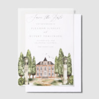 Groen en witte bloemen grijs Save the Date