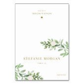 Groen en witte bloemen trouwplaats kaart (Voorkant)