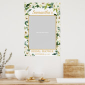 Groen en Witte Bloemige Fotorekwisietframe Boho Poster (Keuken)