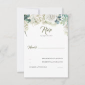 Groen en Witte Hydrangea Bruiloft RSVP (Voorkant)