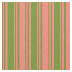 Groen en Zalm gekleurd Striped Patroon Stof