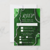 Groen en Zilver Agate Maaltijdkeuze RSVP Kaartje (Voorkant)