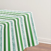 Groen en zilver Glitter Stripes Patroon Tafelkleed (Voorbeeld)