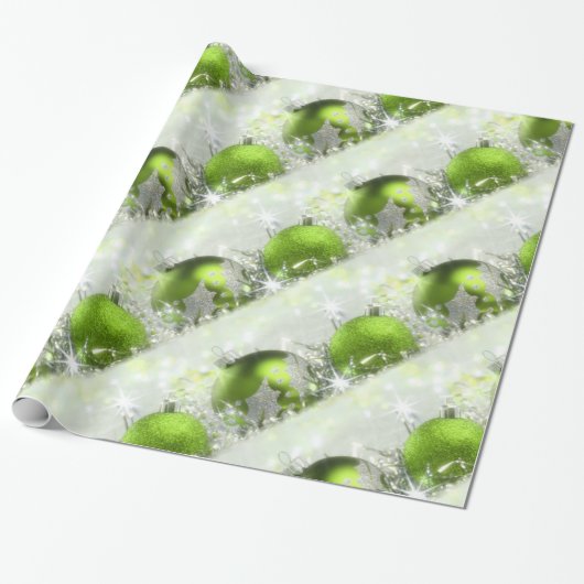 Groen en zilver kerstpapier cadeaupapier (Uitgerold)