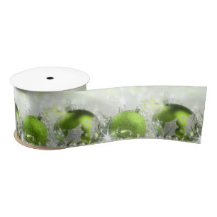 Groen en zilver kerstsatijn, 3-inch breedbeeld lint