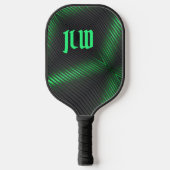 Groen en zwart, Abstract met Initiaal Pickleball Paddle (Voorkant)