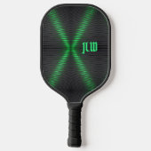 Groen en zwart, Abstract met Initiaal Pickleball Paddle (Achterkant)
