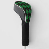Groen en zwart argyle-patroon golfheadcover (Schuin)