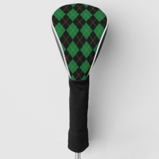 Groen en zwart argyle-patroon golfheadcover