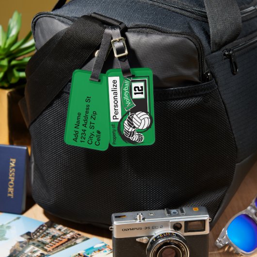 Groen en zwart 🏐 bagagelabel (Voorkant /achterkant)