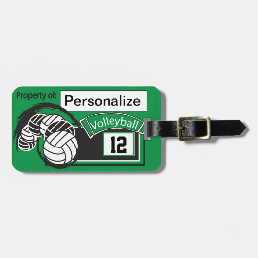 Groen en zwart 🏐 bagagelabel (Voorkant horizontaal)