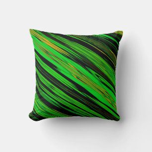 Groen en zwart, Bright Stripe Mojo-Sierkussen Kussen