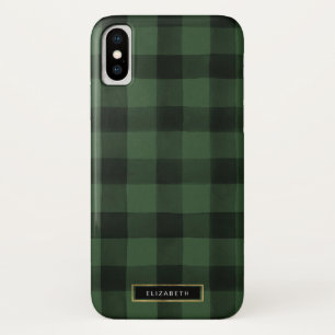 Groen en zwart Buffalo geruite patroon iPhone X Hoesje
