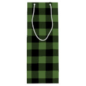 Groen en Zwart Buffel Controleer Rustieke Kerstmis Wijn Cadeautas (Achterkant)