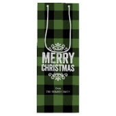 Groen en Zwart Buffel Controleer Rustieke Kerstmis Wijn Cadeautas (Voorkant)