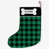 Groen en zwart buffelbalmonogram kleine kerstsok (Achterkant)