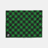Groen en zwart buffelmonogram fleece deken (Voorkant (Horizontaal))