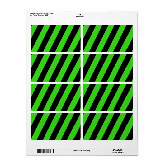 Groen en zwart diagonaal strepenpatroon etiket (Full Sheet)