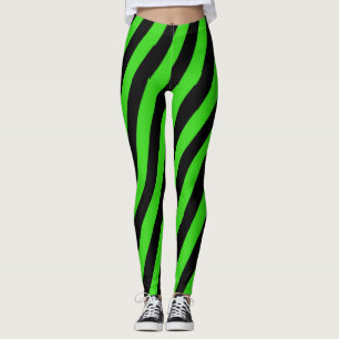 Groen en zwart diagonaal strepenpatroon leggings