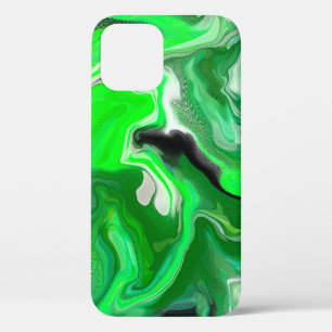 Groen en zwart, digitaal en vloeibaar kunstpapier iPhone 12 pro hoesje