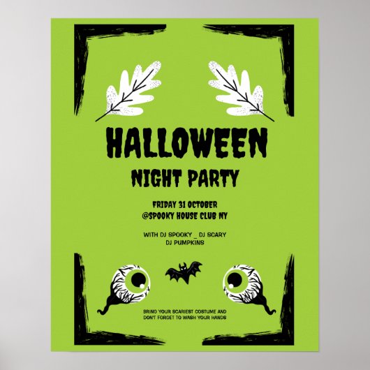 Groen en Zwart Halloween Party, Halloween Party Poster (Voorkant)