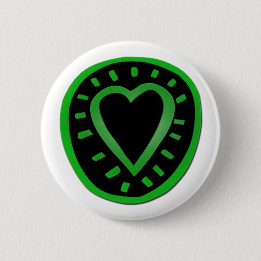 Groen en zwart hart -1- ronde button 5,7 cm (Voorkant)