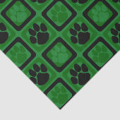 Groen en Zwart Herhalende Pawprint Tissuepapier (Detail)