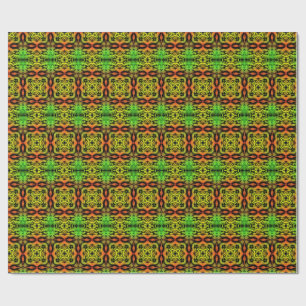 Groen en zwart Kaleidoscoop Fractal Patroon Cadeaupapier