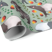 Groen en zwart Malayan Tapir Animal Pattern Cadeaupapier (Rol Hoek)