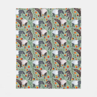 Groen en zwart Malayan Tapir Animal Pattern Fleece Deken