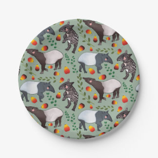 Groen en zwart Malayan Tapir Animal Pattern Papieren Bordje