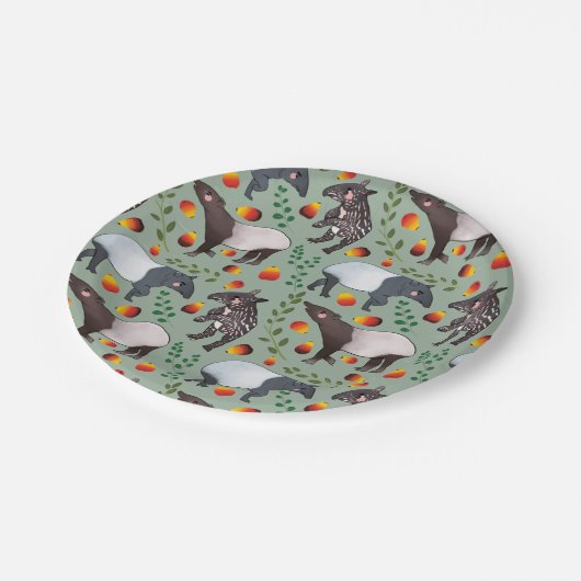 Groen en zwart Malayan Tapir Animal Pattern Papieren Bordje (Gekanteld)