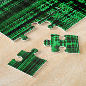 Groen en zwart matrixpatroon legpuzzel (Zijkant)
