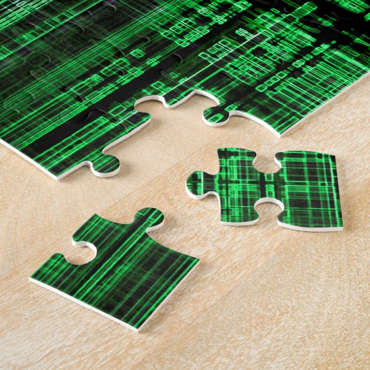 Groen en zwart matrixpatroon legpuzzel (Zijkant)