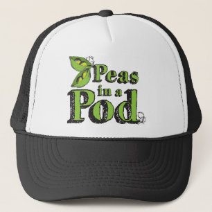 Groen en zwart met twee erwten in een peul trucker pet